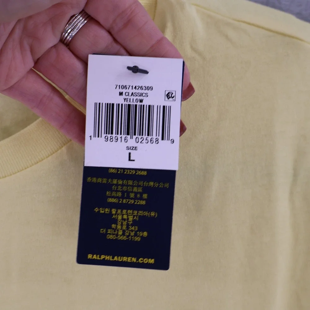 Polo Ralph Lauren Classic Fit T-Shirt Mens‎ Large Yellow Short Sleeve Preppy NWT